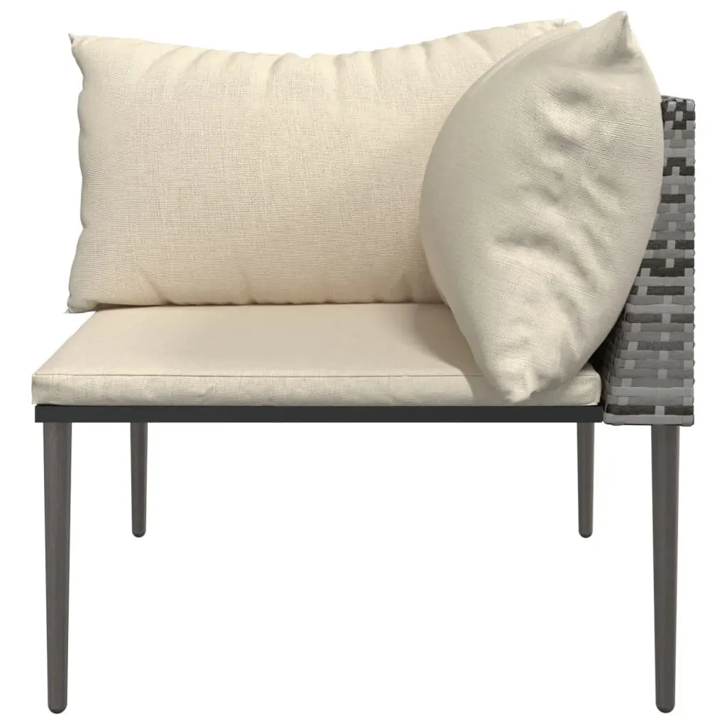 Garden Corner Sofa Outdoor Lounge Set Grey Modular Sectional Seating with Cushions