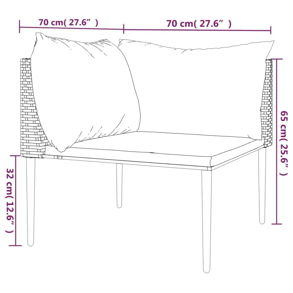 Garden Corner Sofa Outdoor Lounge Set Grey Modular Sectional Seating with Cushions