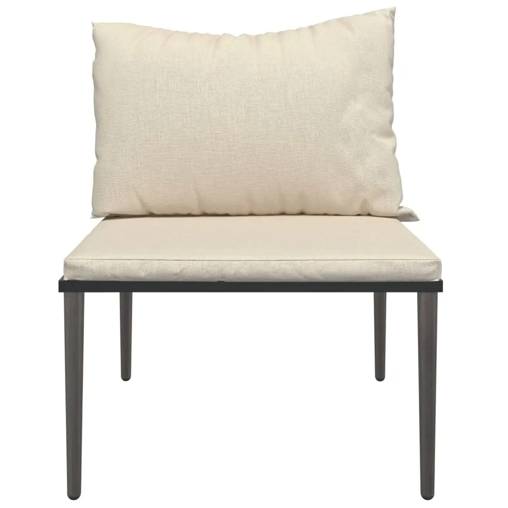 Garden Middle Sofa Modular Outdoor Sectional Unit with Grey Cushions PE Rattan