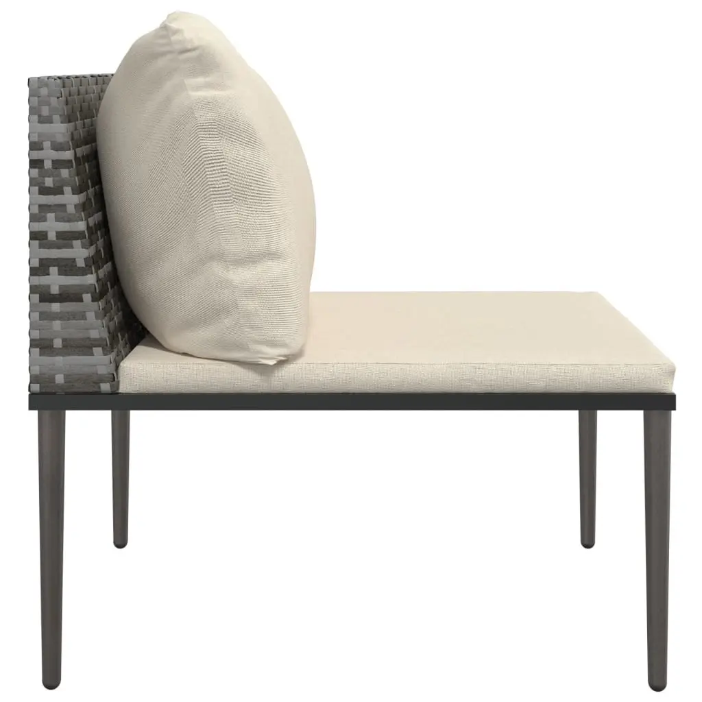 Garden Middle Sofa Modular Outdoor Sectional Unit with Grey Cushions PE Rattan
