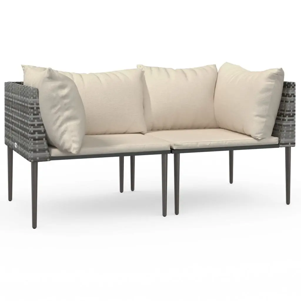 Outdoor Sectional Sofa Corner Set 2 pcs Garden Seating Grey Modular Lounge