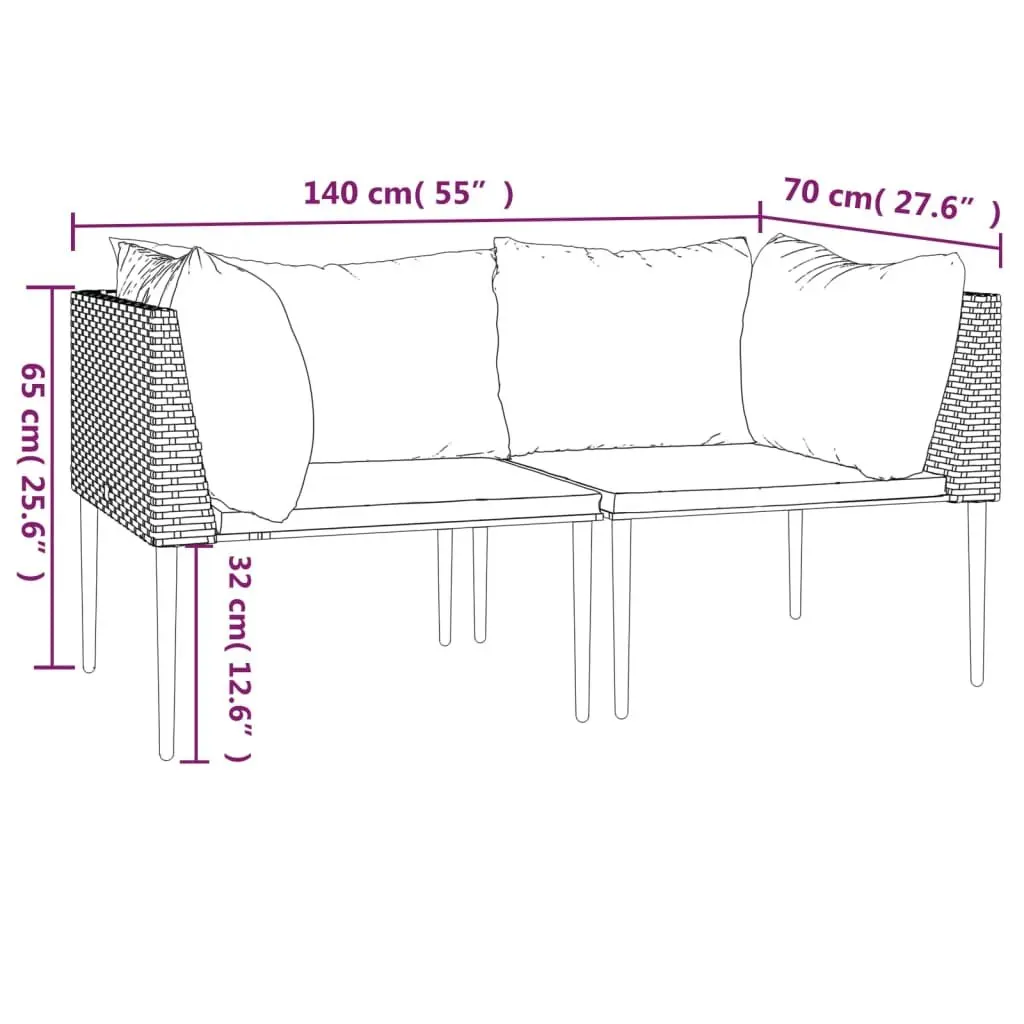 Outdoor Sectional Sofa Corner Set 2 pcs Garden Seating Grey Modular Lounge