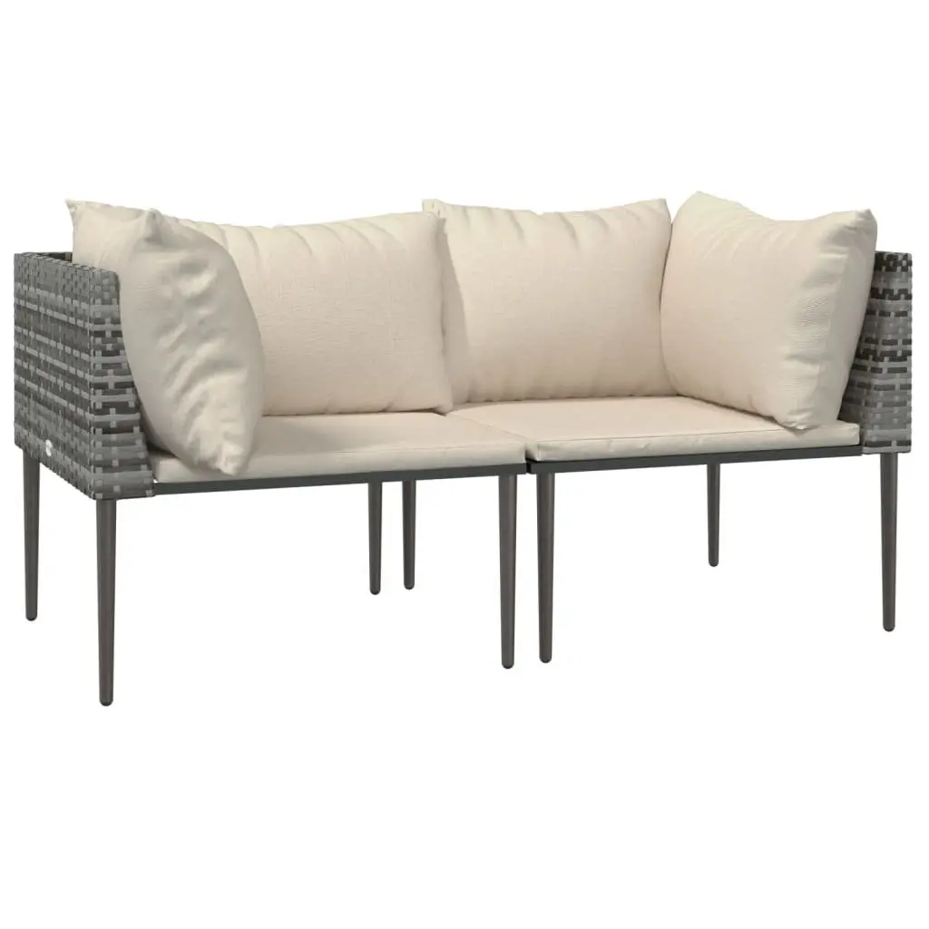 Garden Lounge Set 3 Piece Outdoor Furniture Grey Poly Rattan with Cushions Table