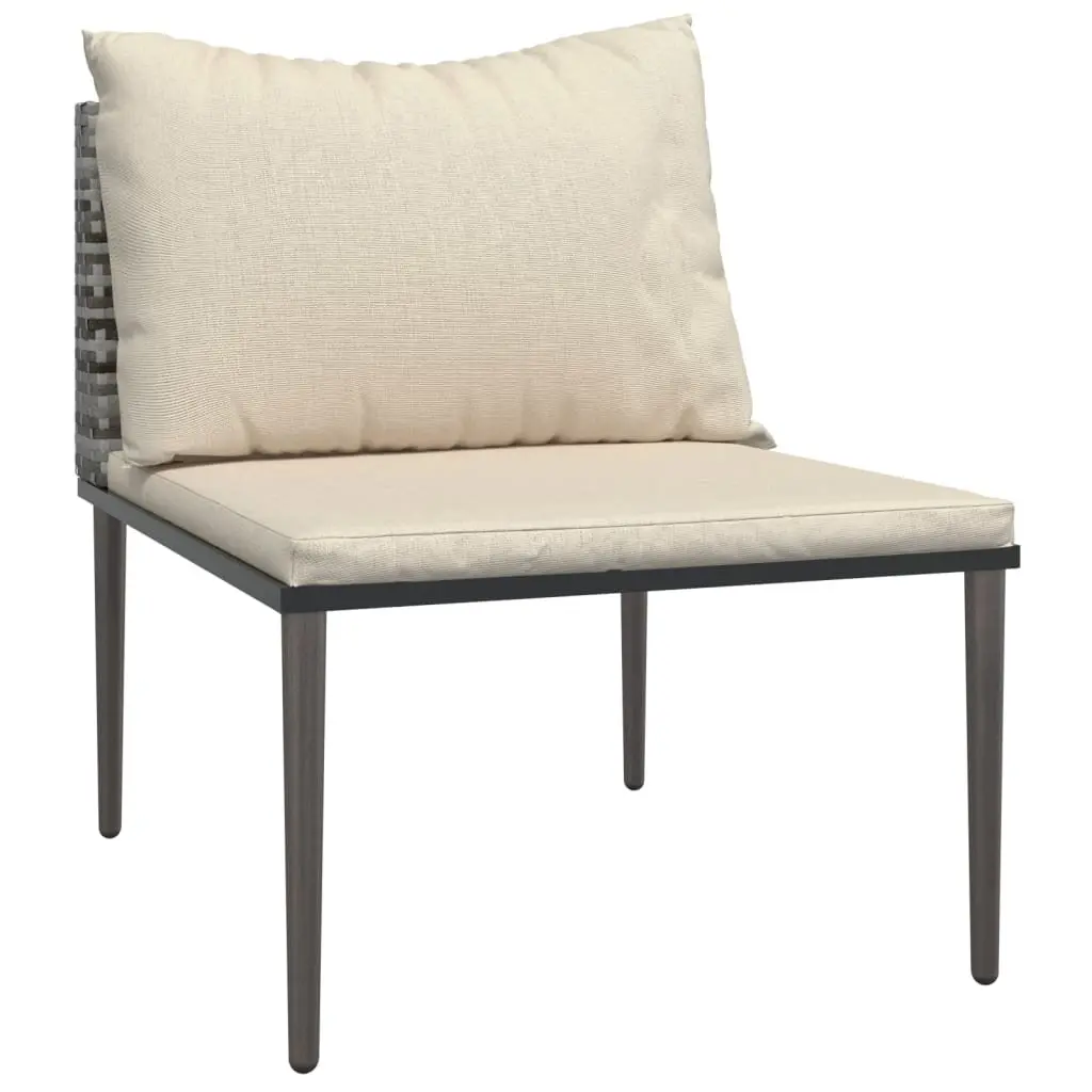Outdoor Middle Sofas with Cushions 2 pcs Grey Poly Rattan Garden Seating