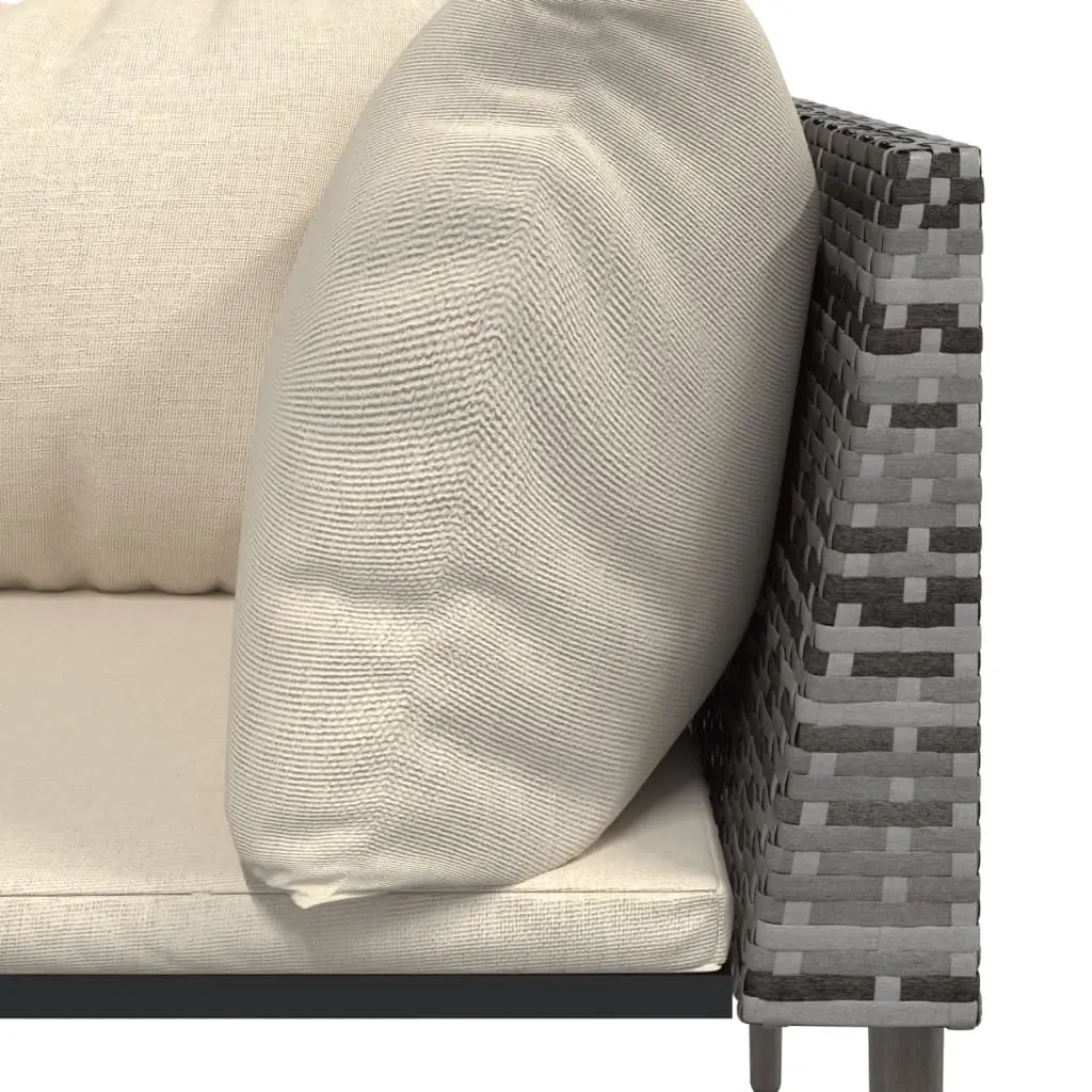 Garden Lounge Set Outdoor Furniture 3 Piece Grey Poly Rattan