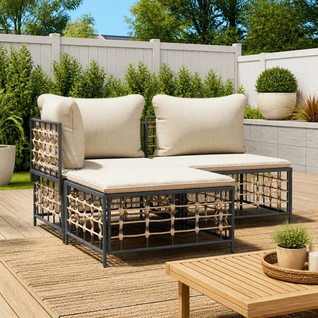 Garden Footstool with Cushion