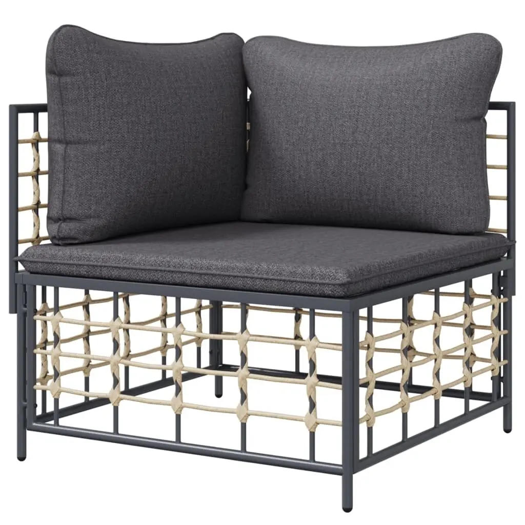 Outdoor Corner Sofa Garden Sectional Seating with Cushions Poly Rattan