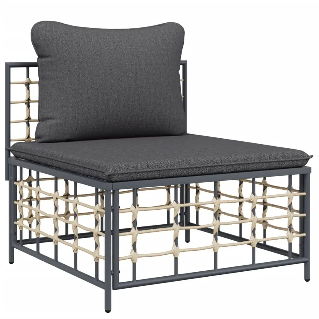 Modular Garden Middle Sofa Outdoor Seating PE Rattan Weather-Resistant Cushions