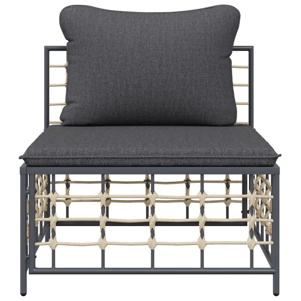 Modular Garden Middle Sofa Outdoor Seating PE Rattan Weather-Resistant Cushions