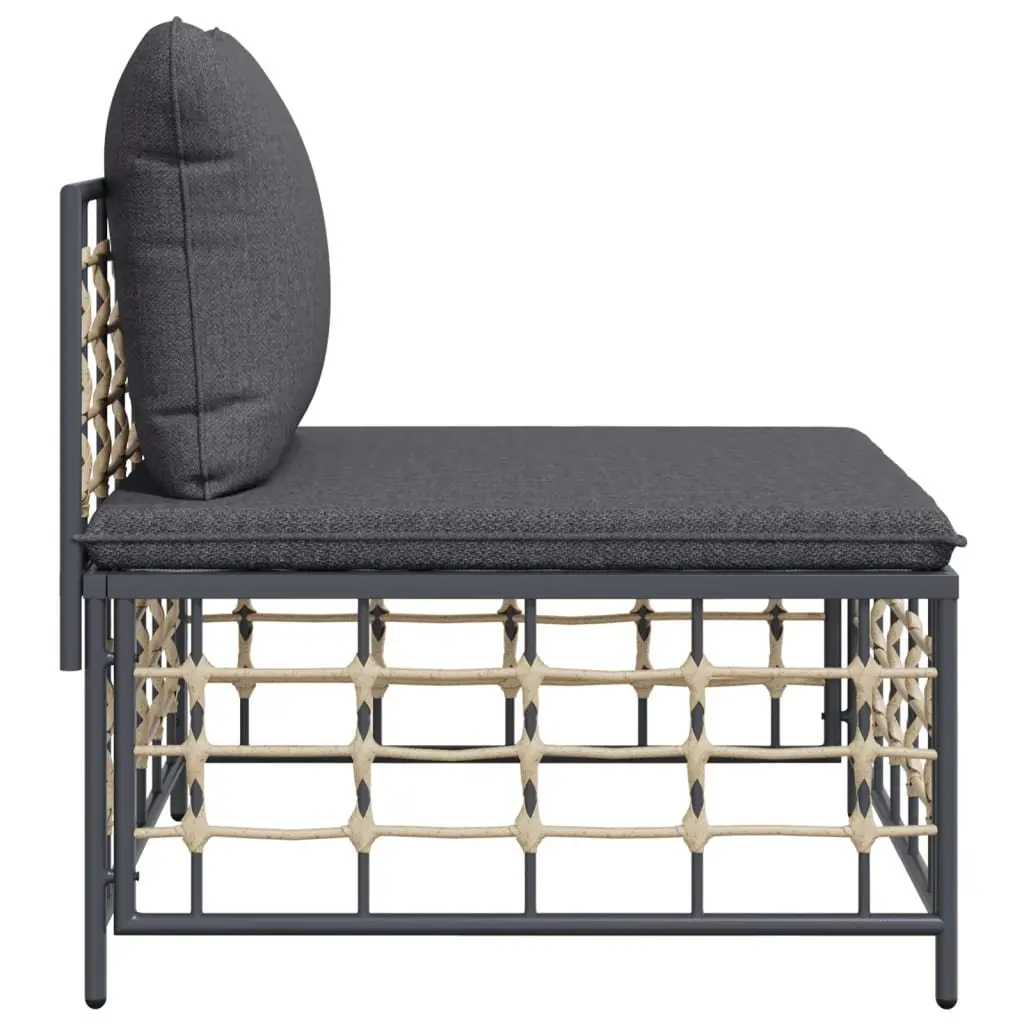 Modular Garden Middle Sofa Outdoor Seating PE Rattan Weather-Resistant Cushions