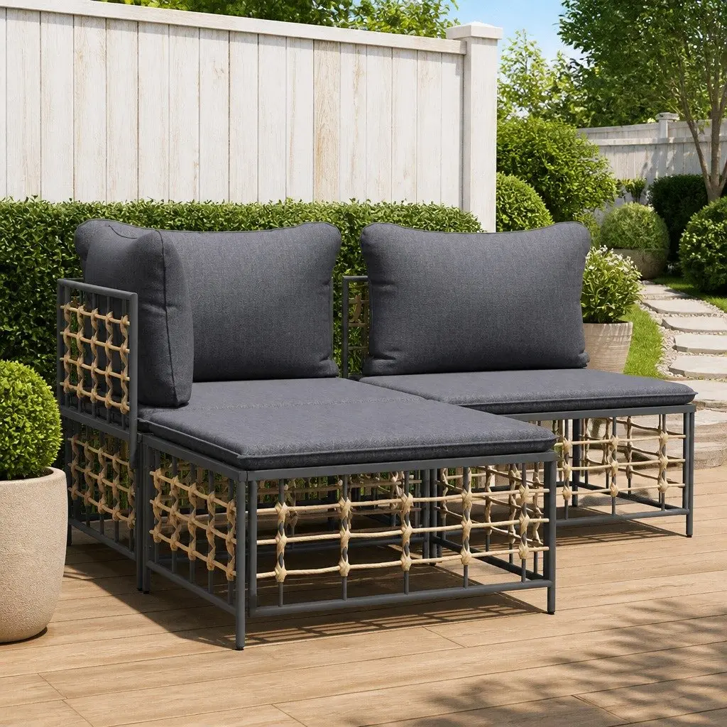 Garden Footstool Ottoman Outdoor Use Anthracite Size