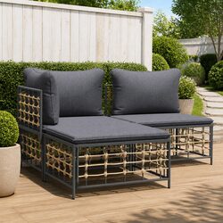 Garden Footstool Ottoman – Anthracite Cushion, Durable Frame