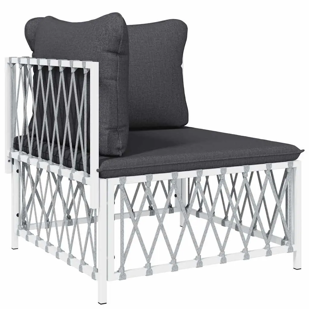Outdoor Corner Sofa Garden Seating White Woven Fabric