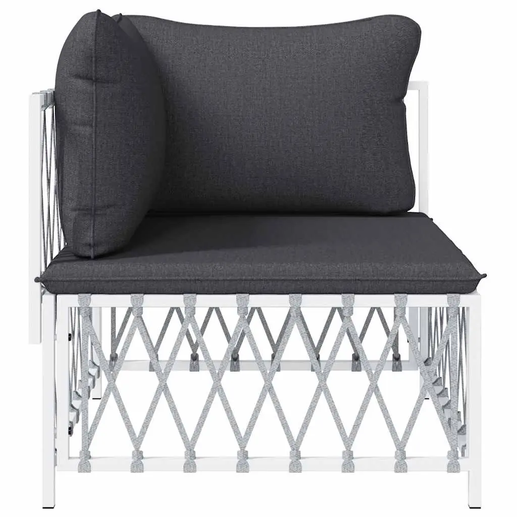 Outdoor Corner Sofa Garden Seating White Woven Fabric