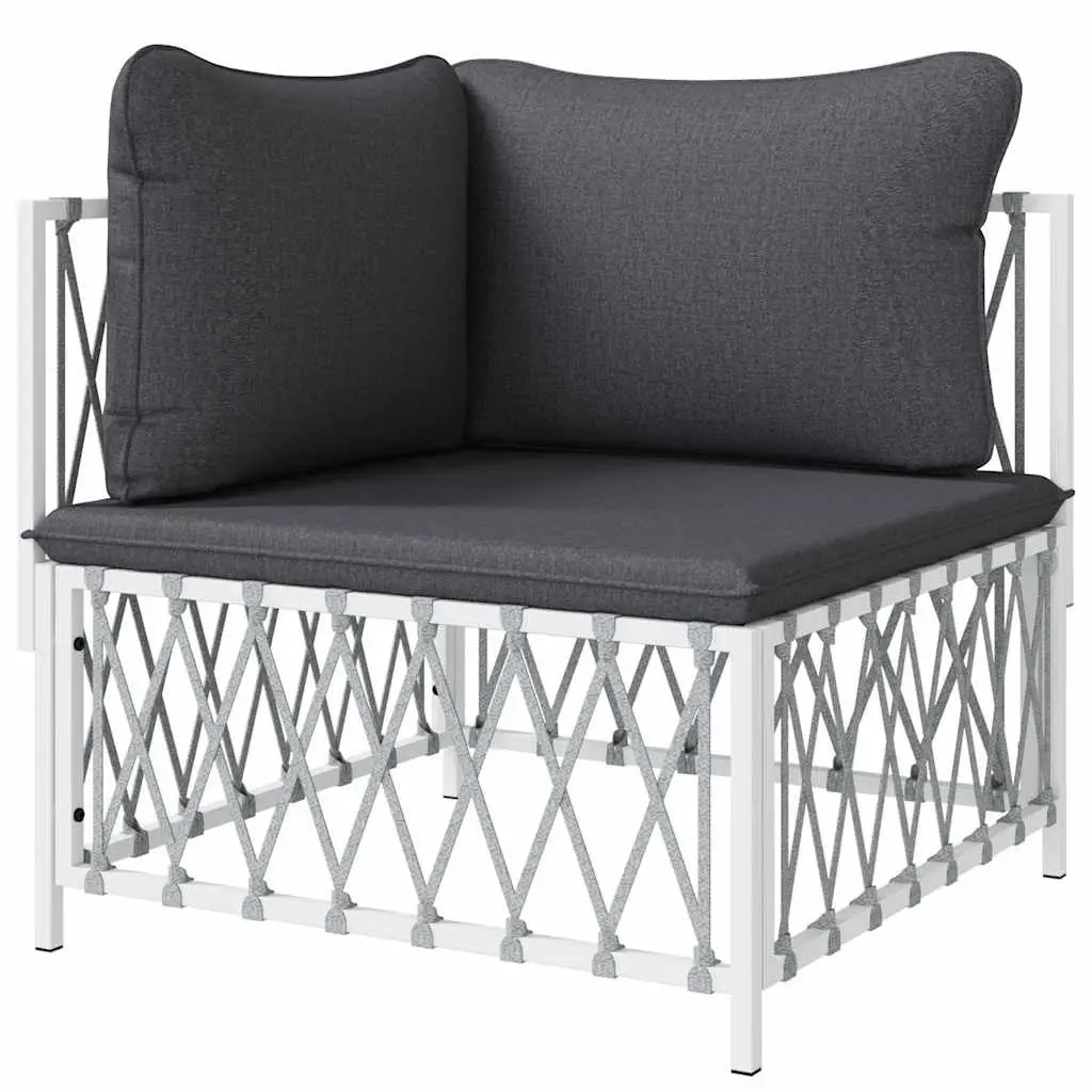 Outdoor Corner Sofa Garden Seating White Woven Fabric
