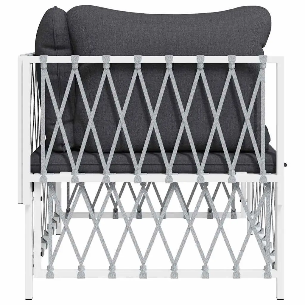 Outdoor Corner Sofa Garden Seating White Woven Fabric