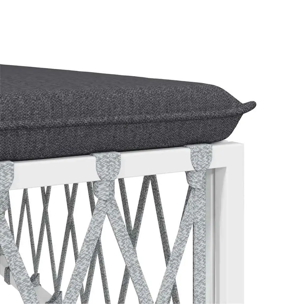 Garden Footstool Outdoor Seating White Woven Fabric