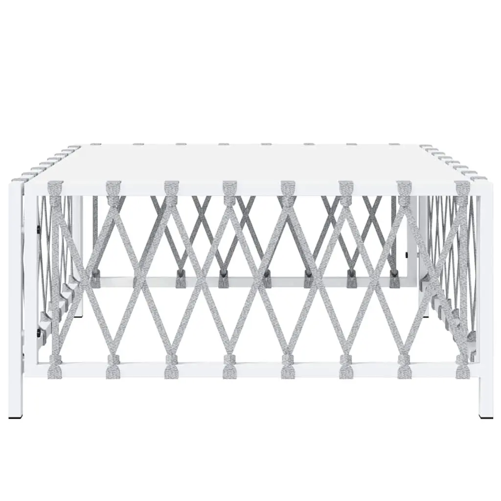 Garden Table Outdoor Use White 70x70x34cm Woven Fabric Patio Coffee Table