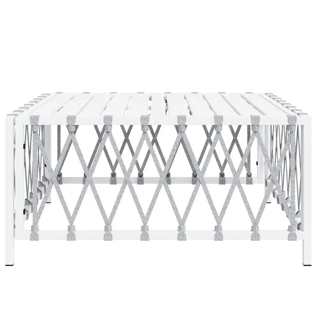 Garden Table Outdoor Use White 70x70x34cm Woven Fabric Patio Coffee Table
