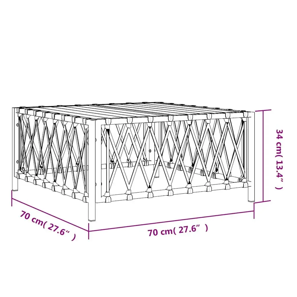 Garden Table Outdoor Use White 70x70x34cm Woven Fabric Patio Coffee Table
