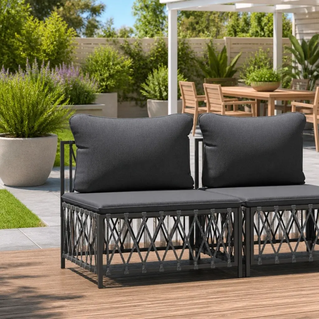 Modular Outdoor Sectional Sofa Unit Anthracite for Garden Seating with Cushions