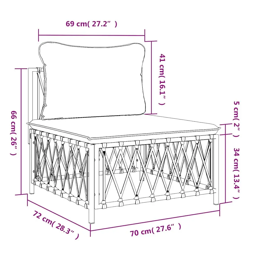 Modular Outdoor Sectional Sofa Unit Anthracite for Garden Seating with Cushions