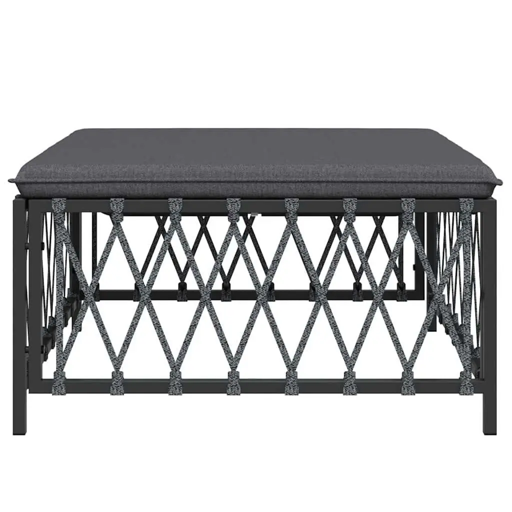 Garden Footstool Ottoman Outdoor Seating Anthracite Woven Fabric Cushion