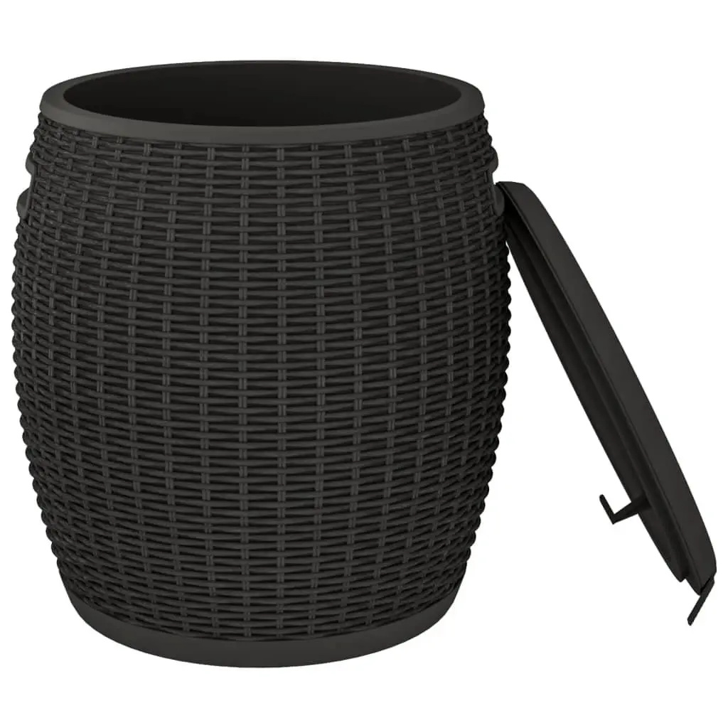 Garden Storage Box 4-in-1 Outdoor Stool Side Table Ice Cooler Black