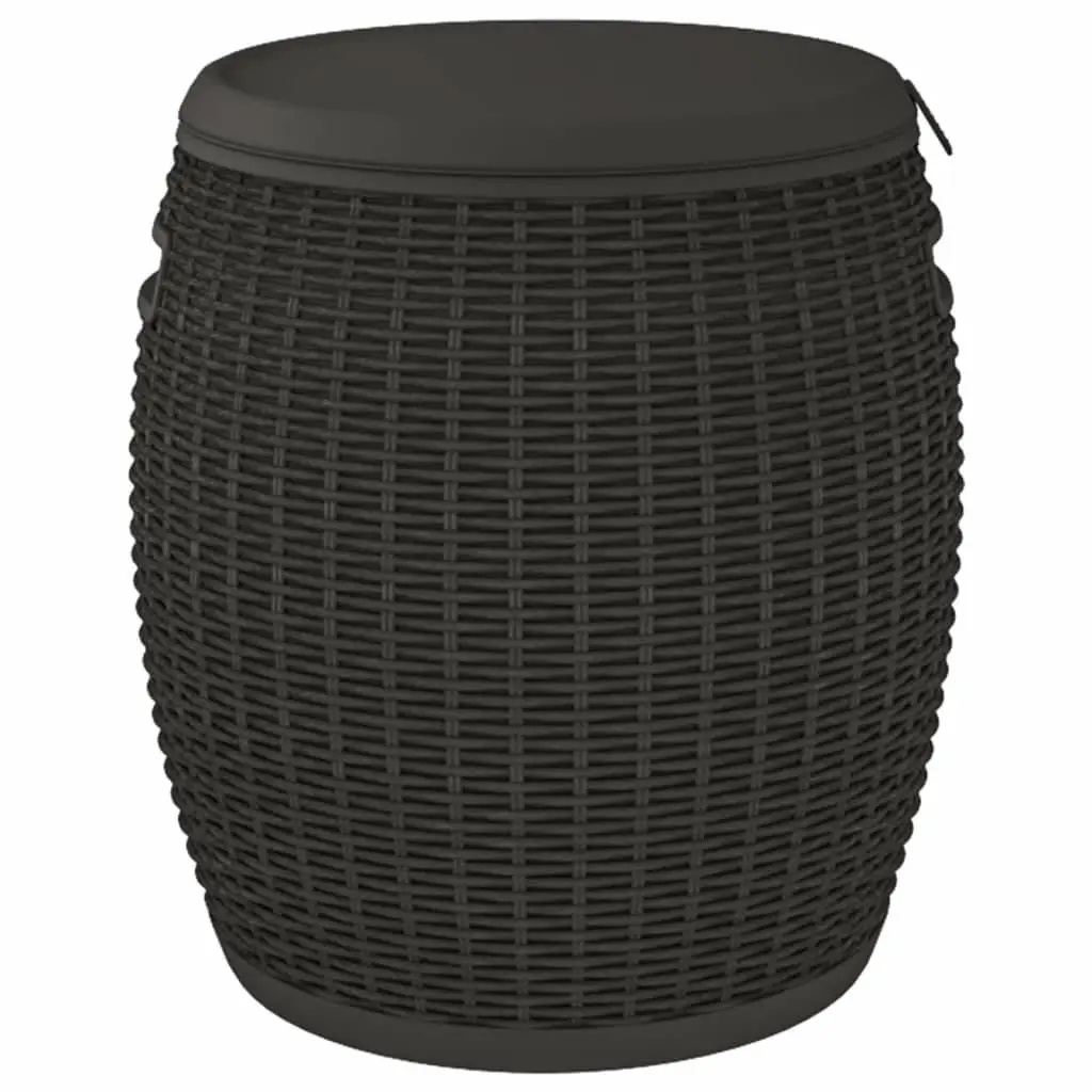 Garden Storage Box 4-in-1 Outdoor Stool Side Table Ice Cooler Black