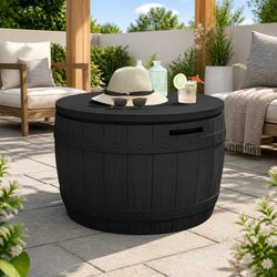 Black Garden Storage Box: 3-in-1 Bench, Table & Organizer