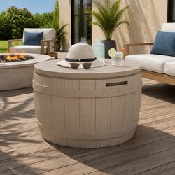 Garden Storage Box 3-in-1 Outdoor Bench Seat Table Brown Polypropylene Organiser