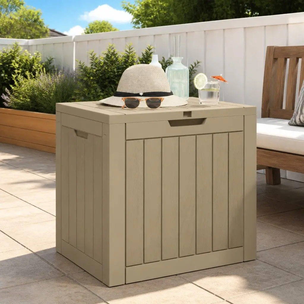 Outdoor Storage Box Grey Garden Furniture Bench Seat 55.5 x 43 x 53 cm Polypropylene