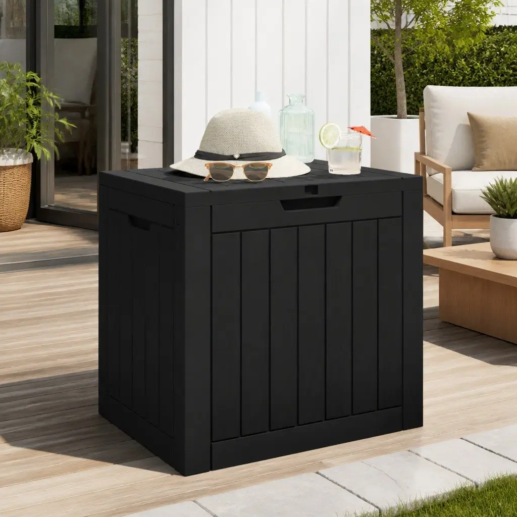 Garden Storage Box Outdoor Furniture 55.5 x 43 x 53 cm Black