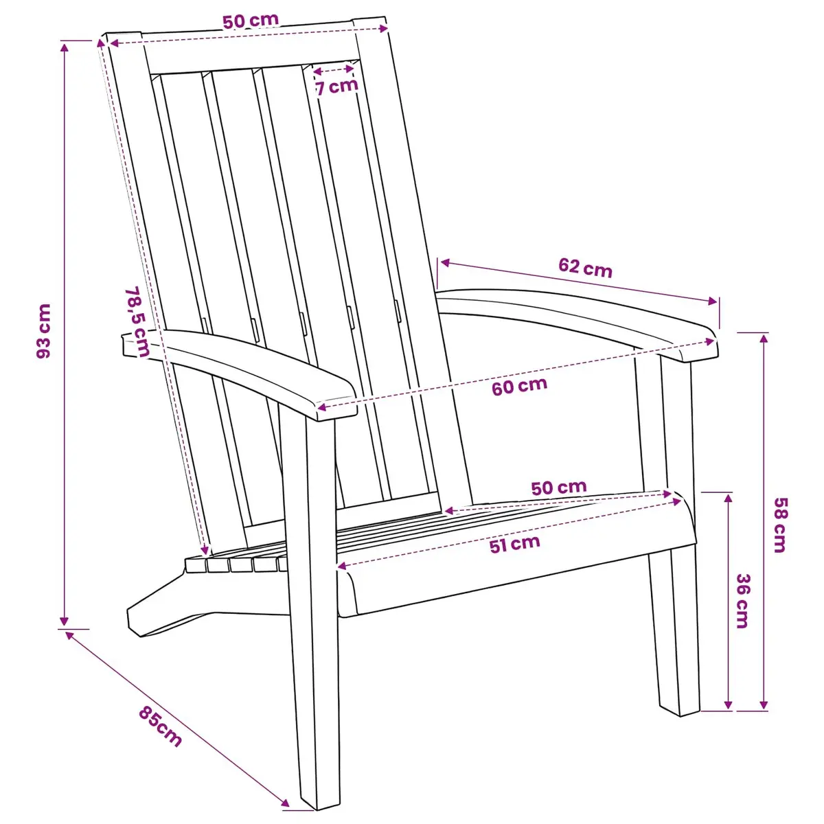 Adirondack Chair Outdoor Garden Lounge Seating Black