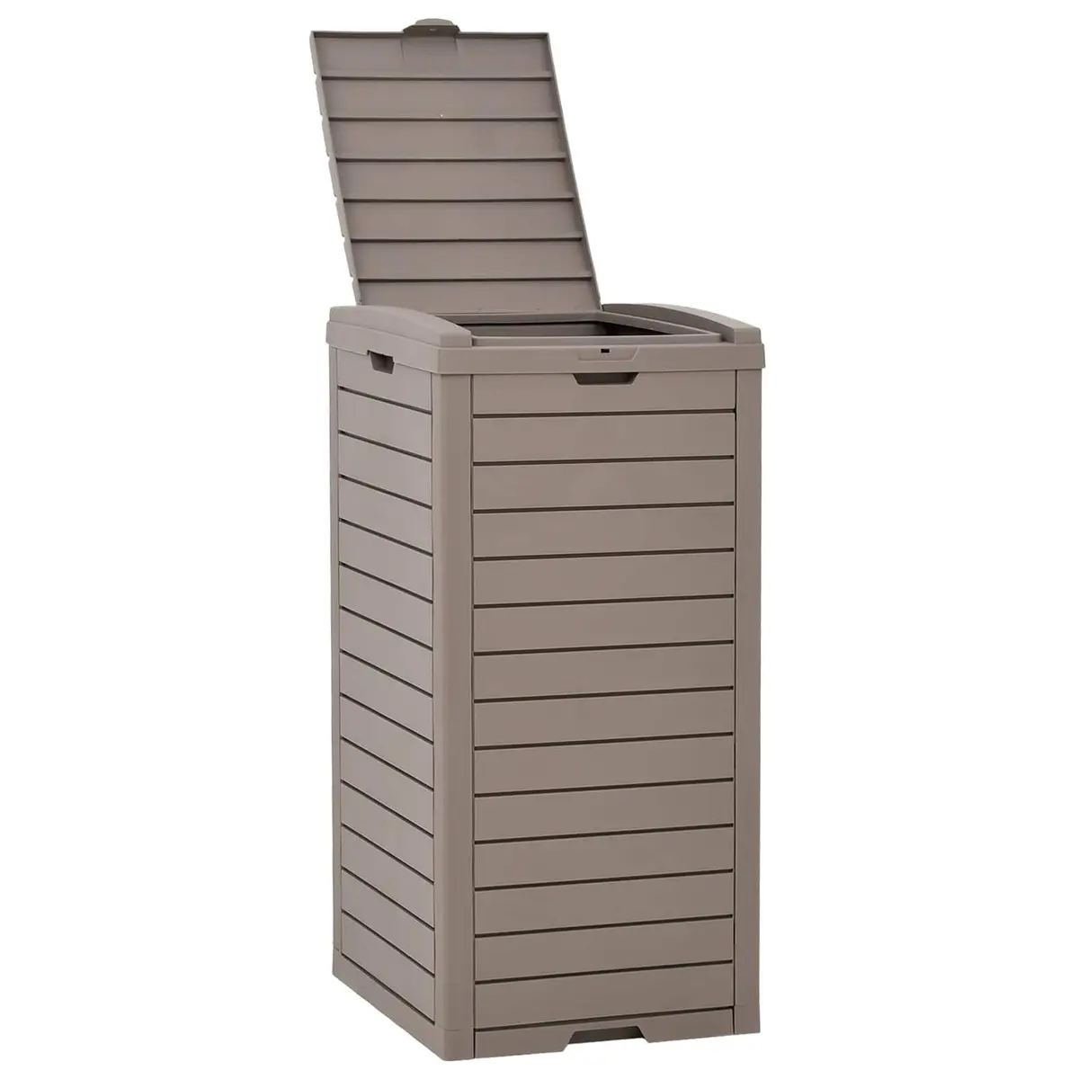 Outdoor Garbage Bin 118L Brown Double Lid Waste Rubbish Container Polypropylene
