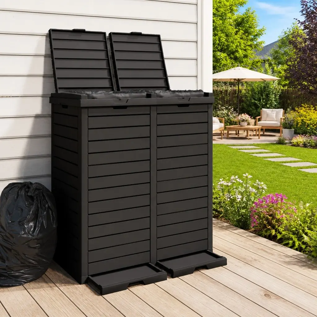 230L Outdoor Garbage Bin with Double Lid