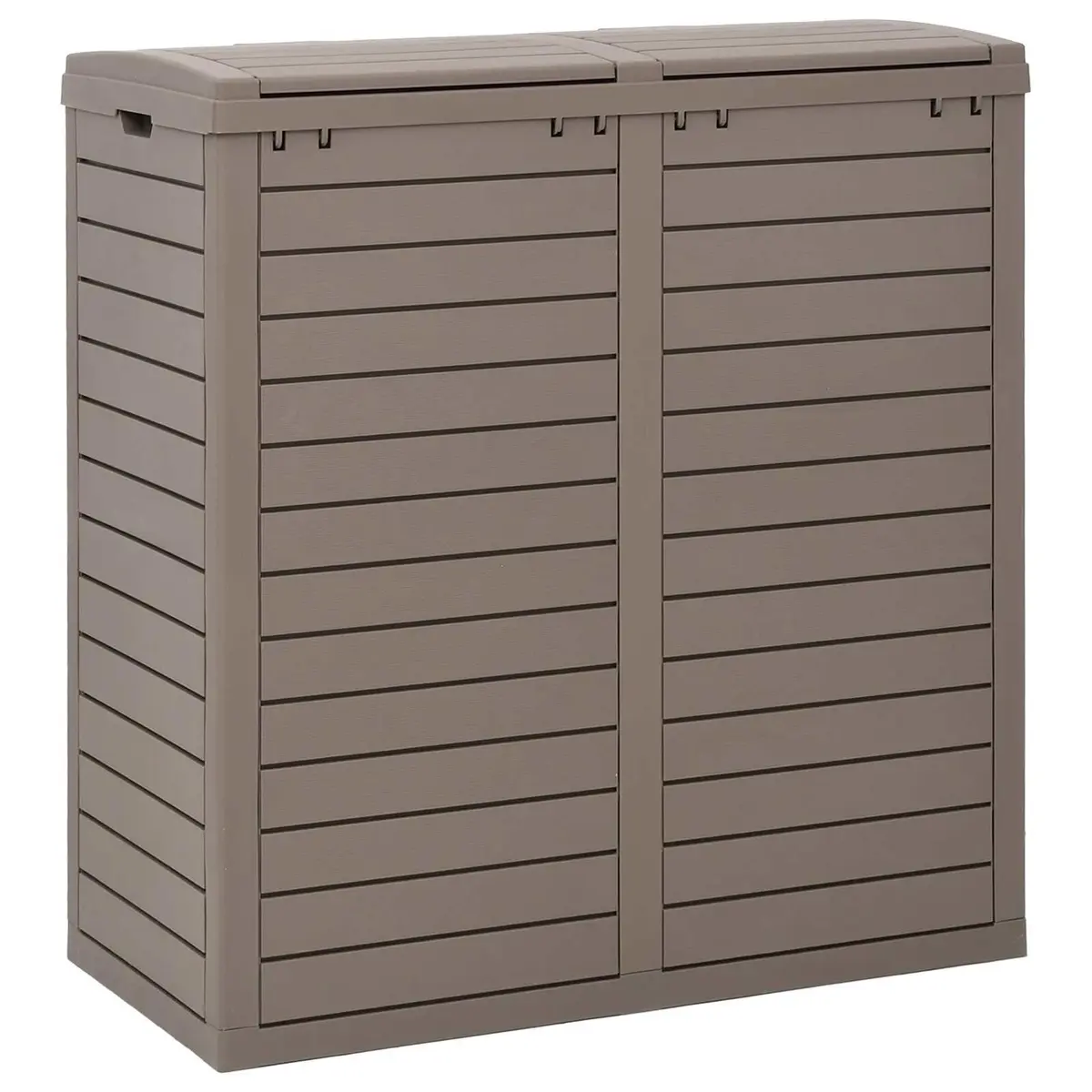 Outdoor Garbage Bin 78x41x86cm Double Lid Waste Container Light Brown Storage