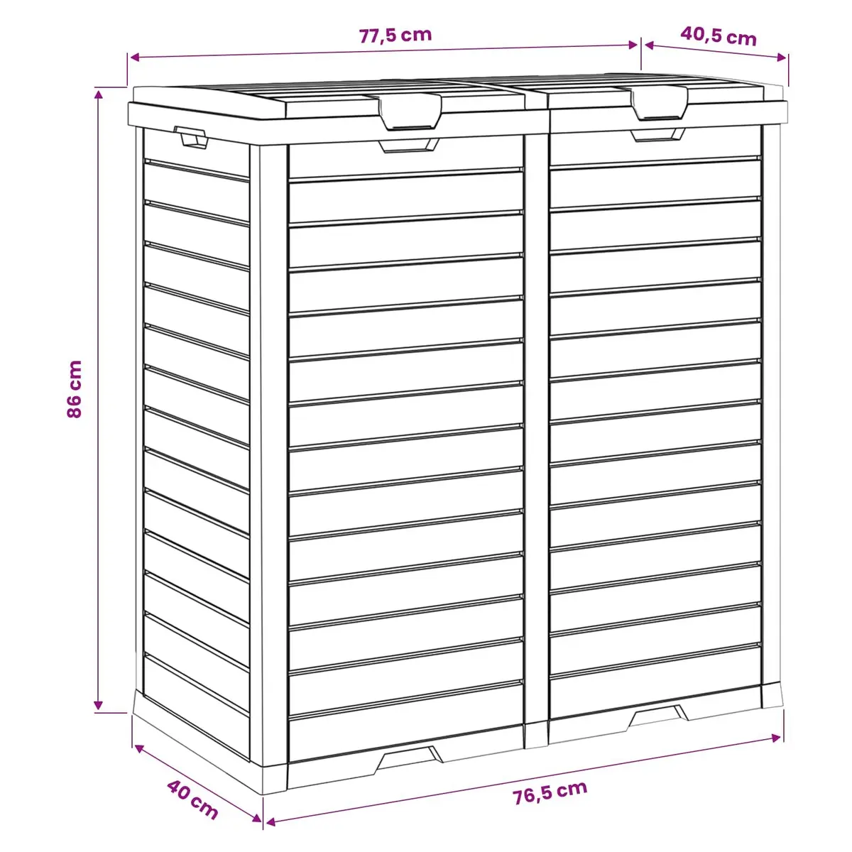 Outdoor Garbage Bin 78x41x86cm Double Lid Waste Container Light Brown Storage