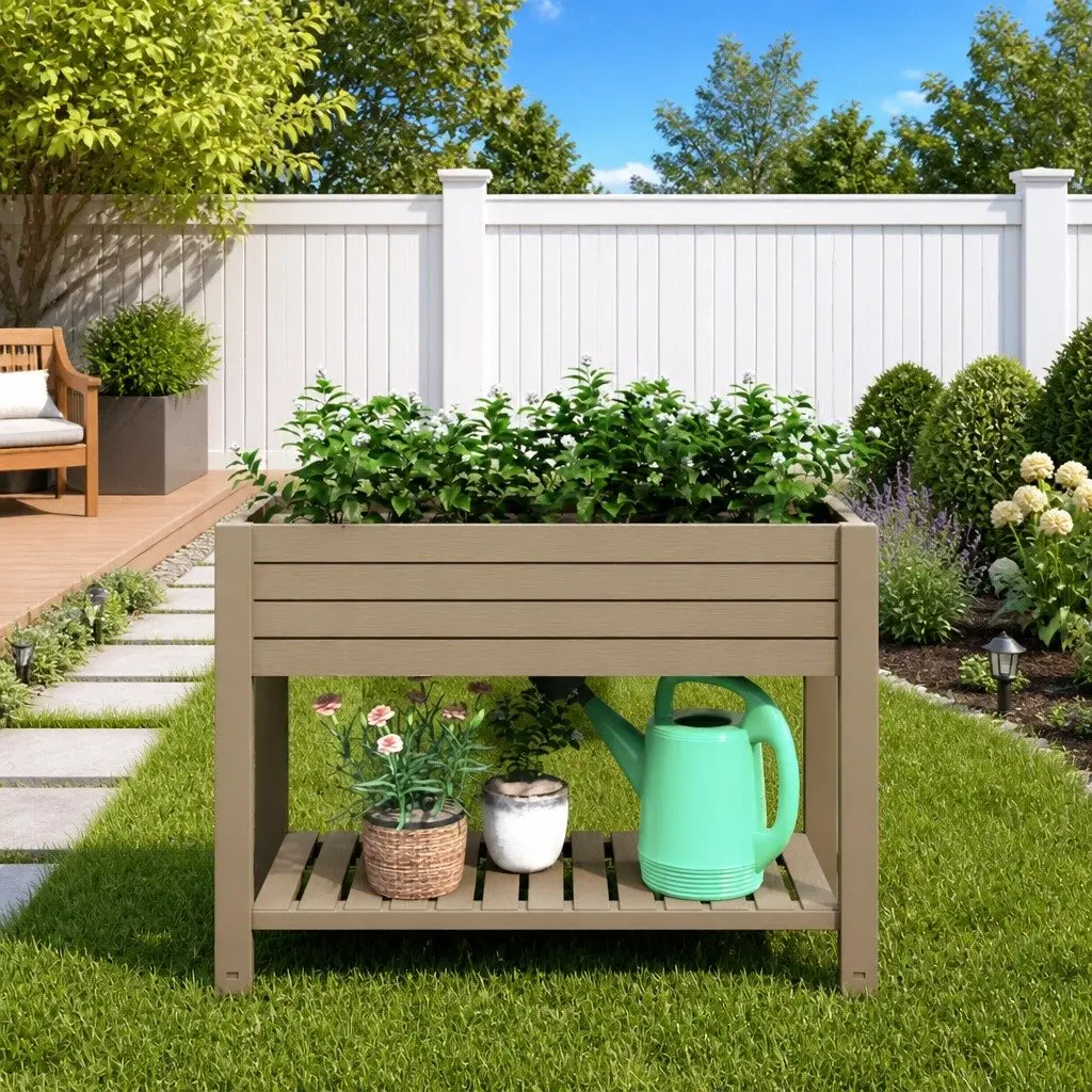 Garden Raised Bed Planter Box for Patio 110x45x79 cm Self Watering Elevated Flower Pot