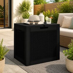 Black Garden Storage Box: 55.5x43x53cm Dimensions