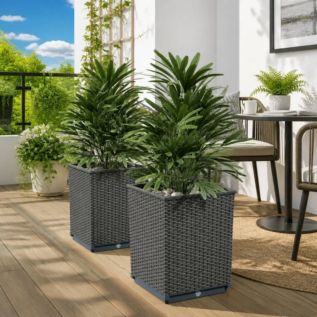 Black Polypropylene Planters Set 30x30x37cm, 2 Pieces