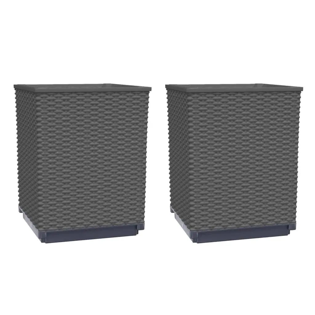 Black Polypropylene Planters Set 30x30x37cm, 2 Pieces