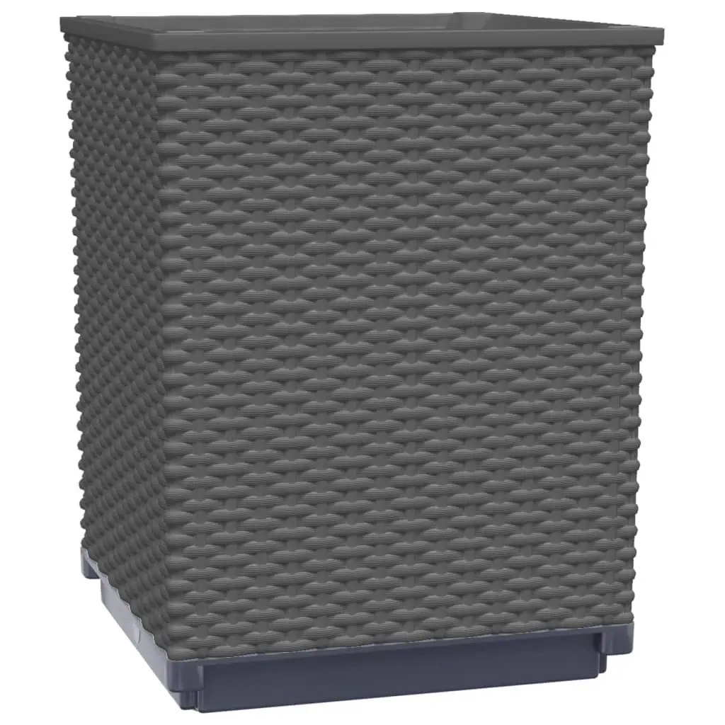 Planter Pots Set of 4 Outdoor Use Black Square Garden Flower Box 30x30x37cm