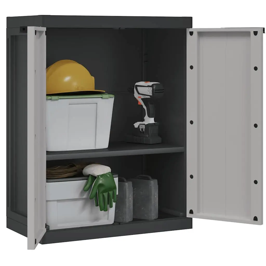 Outdoor Storage Cabinet Grey Black Garden Cupboard Lockable Adjustable Shelves