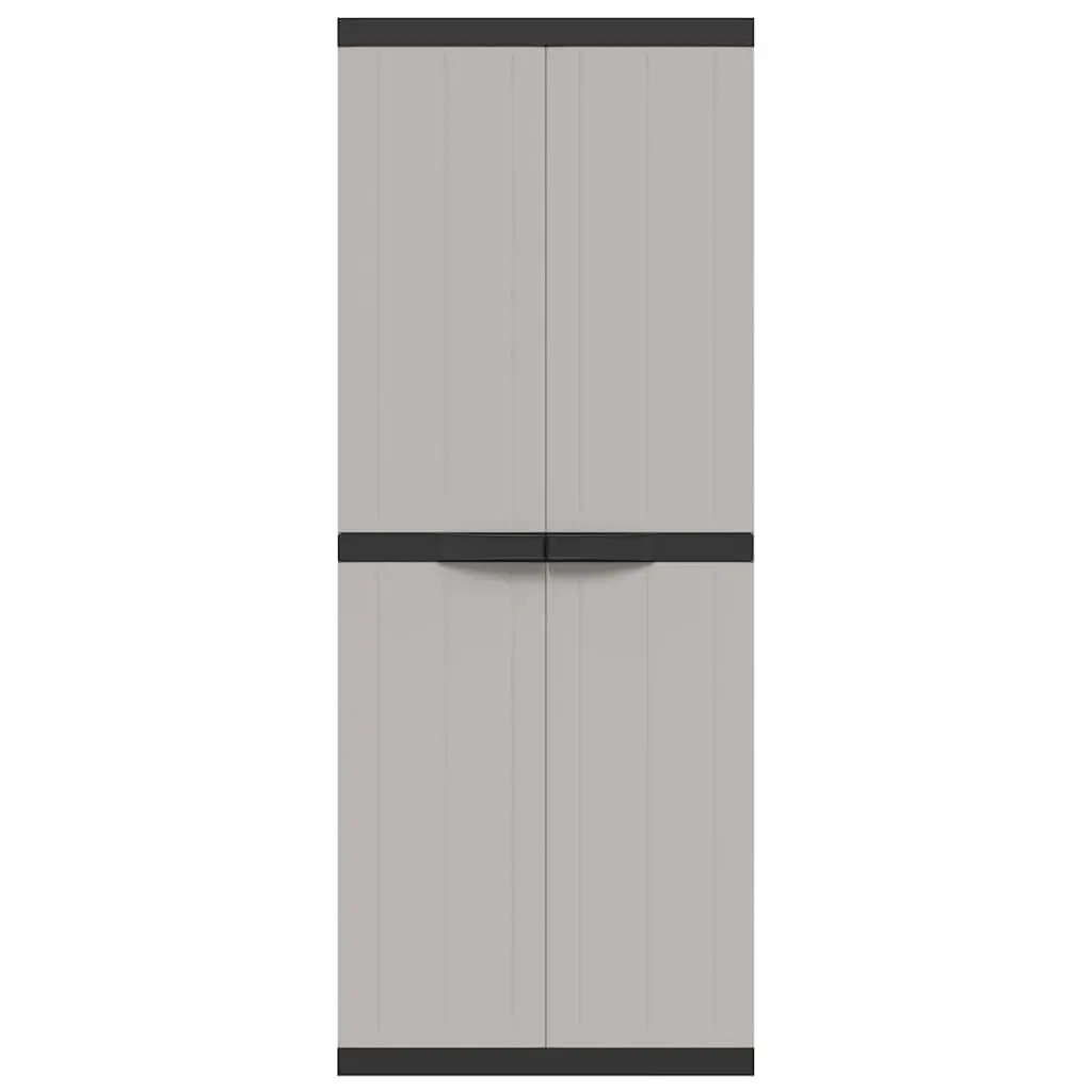 Outdoor Storage Cabinet Garden Grey Black Adjustable Shelves 65 x 37 x 165 cm