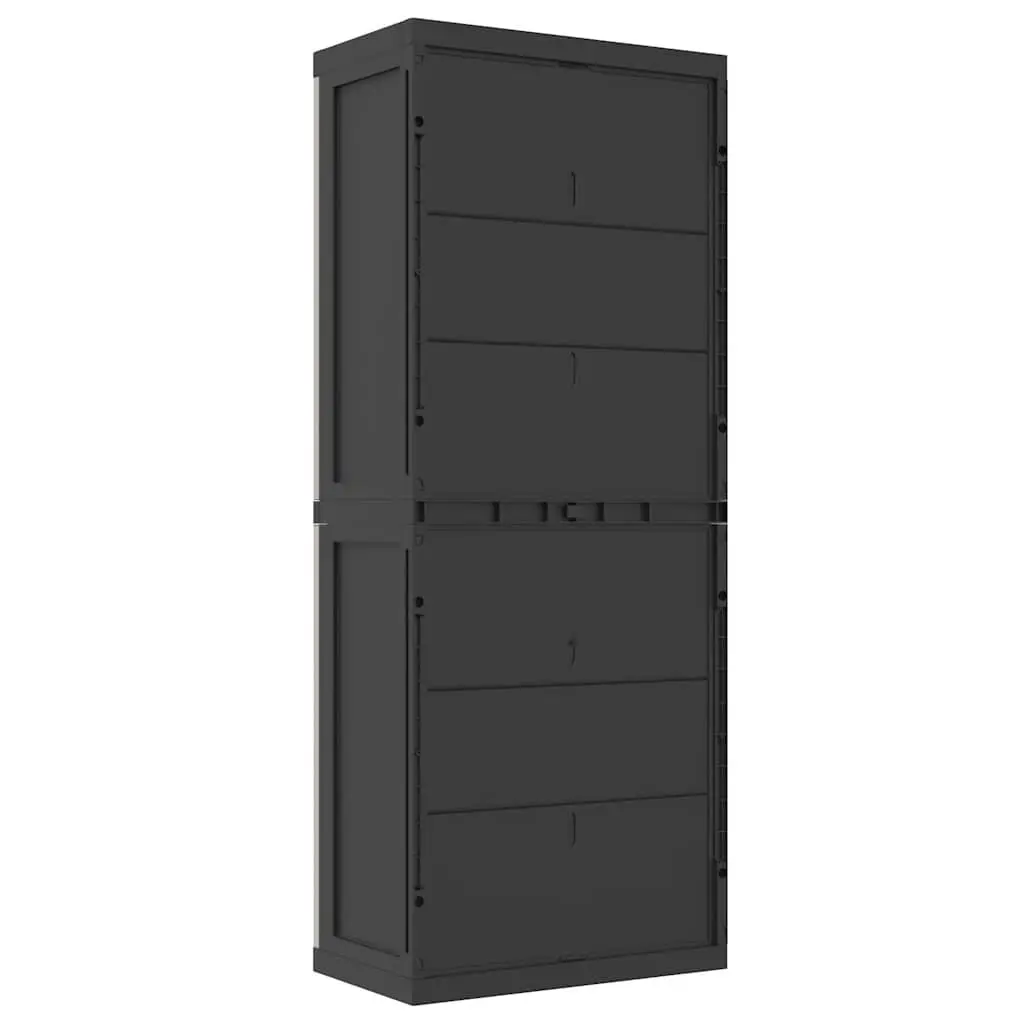 Outdoor Storage Cabinet Garden Grey Black Adjustable Shelves 65 x 37 x 165 cm