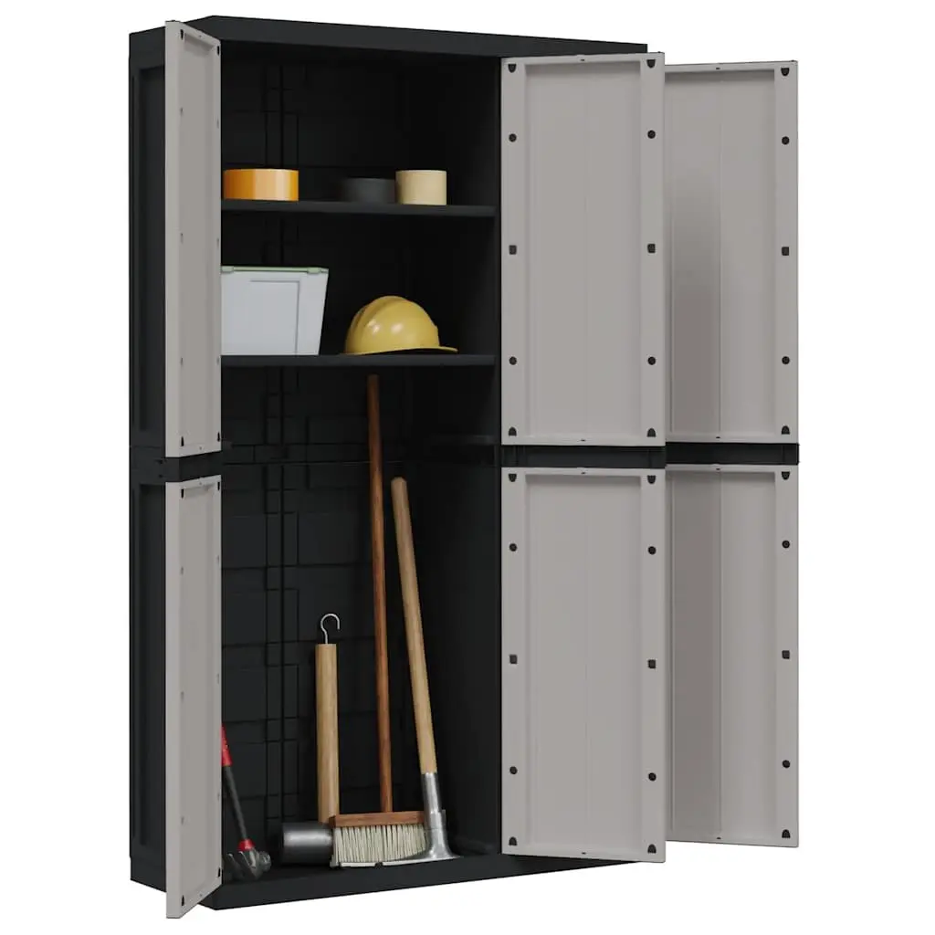 Outdoor Storage Cabinet Grey Black Garden Cupboard Weather-Resistant Organiser