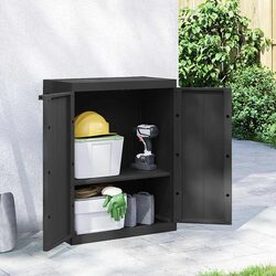 Outdoor Storage Cabinet: 65W x 37D x 85H cm, Black Polypropylene