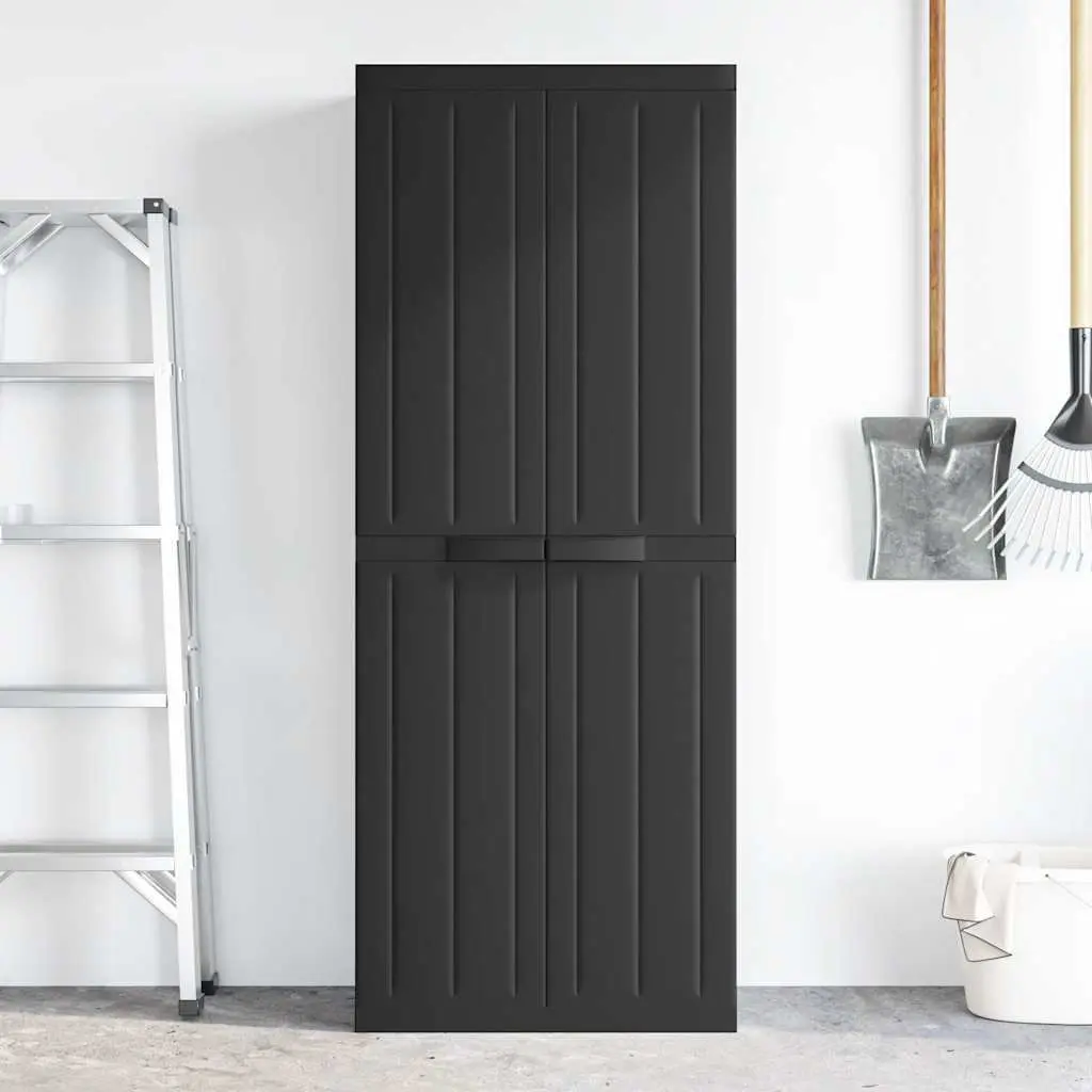 Outdoor Storage Cabinet Black Garden Cupboard Lockable Shelf Organiser 65 x 37 x 165 cm