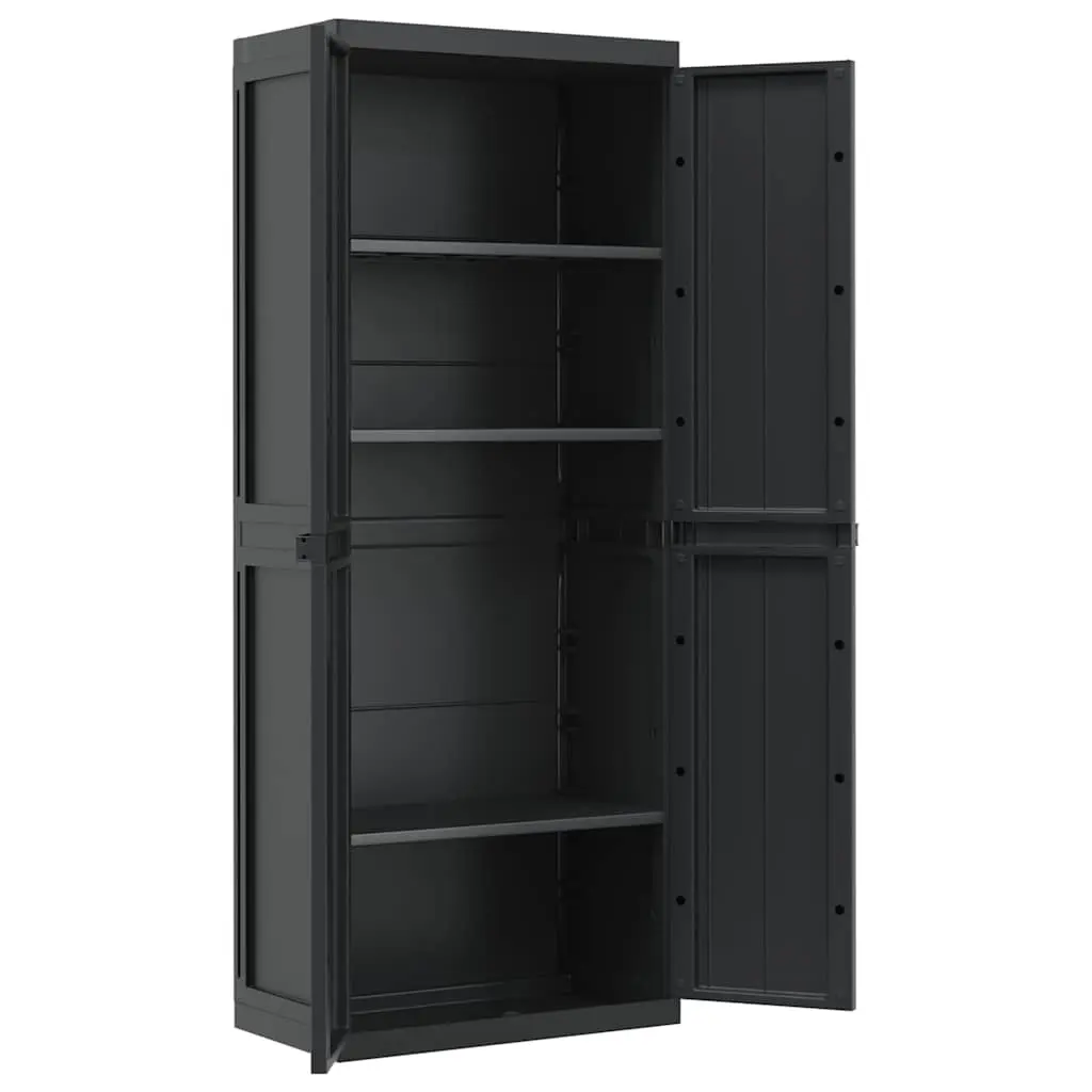 Outdoor Storage Cabinet Black Garden Cupboard Lockable Shelf Organiser 65 x 37 x 165 cm